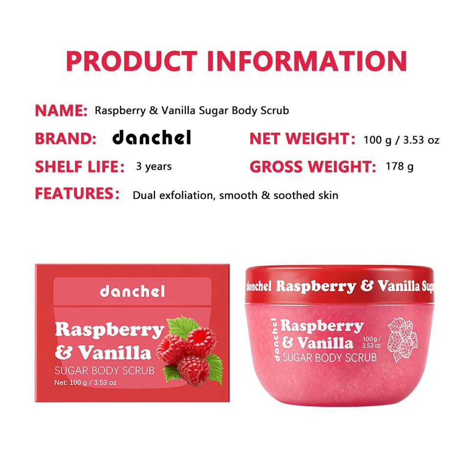 Raspberry Vanilla Sugar Body Scrub for Exfoliation - 15