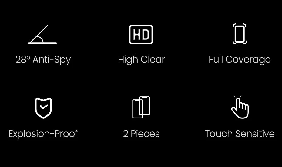 Anti-Spy Tempered Glass Privacy Screen Protector for iPhone - 9