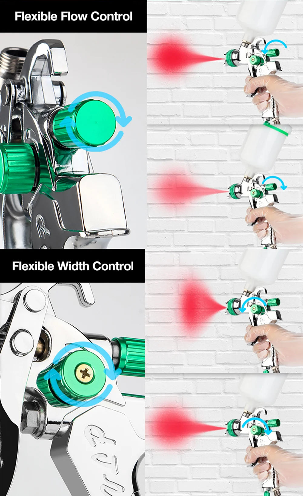 Professional HVLP Gravity Feed Paint Spray Gun with Multiple Nozzles - 13
