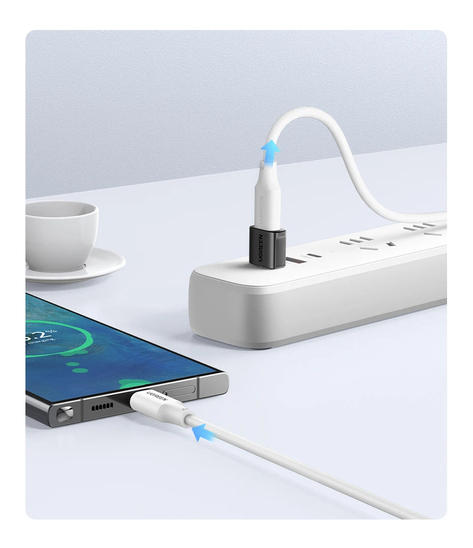USB-A Male to USB-C Female OTG Adapter for Data and Charging - 10