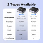 4K 60Hz HDMI and USB-C 2-in-1 Switcher for Dual Device Setup