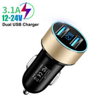 3.1A Dual USB Car Charger with LED Digital Voltage Display 12V 24V