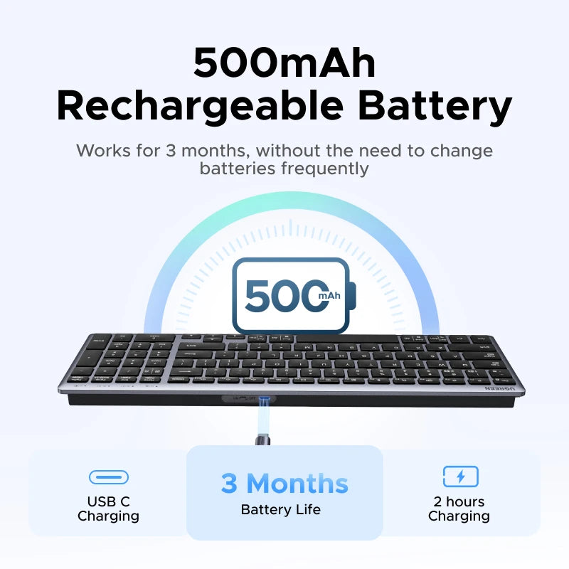 Dual-Mode Bluetooth 5.0 Wireless Keyboard for Laptop and Desktop - 4