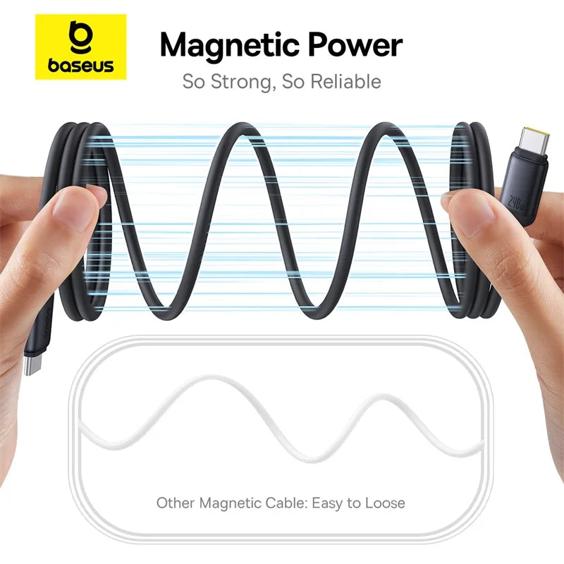 240W Magnetic Fast Charging USB-C Cable for Laptops and Smartphones - 4