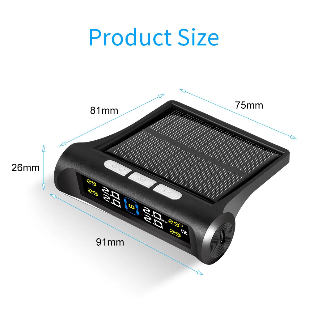 Solar Tire Pressure Monitoring System with 4 Wireless Sensors