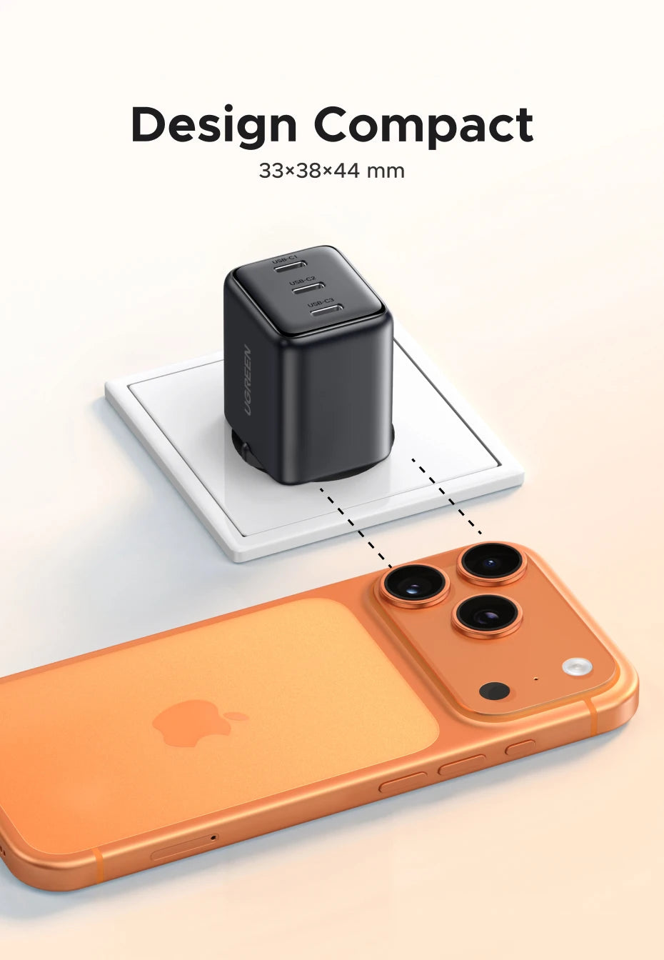 30W GaN Fast Wall Charger with 3 USB-C Ports