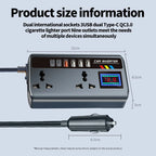 200W 12V/24V to 220V Car Power Inverter with 9 Charging Ports