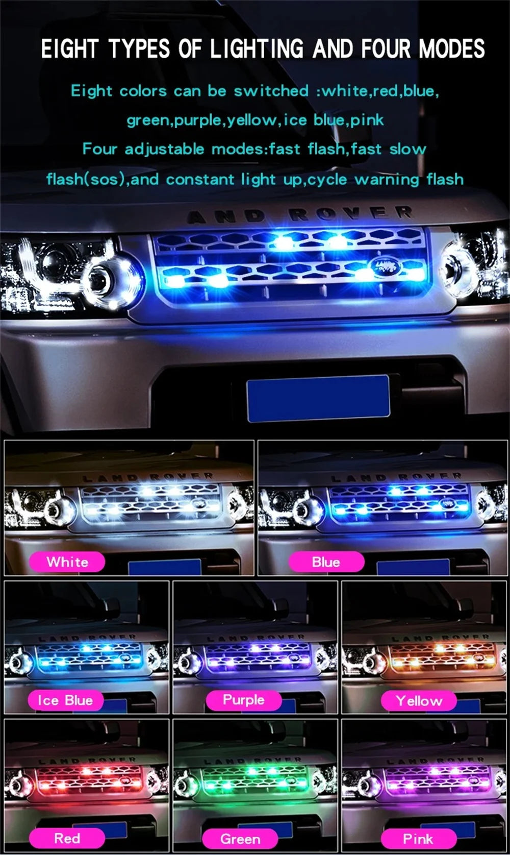 Wireless RGB LED Strobe Warning Light for Vehicles - 9
