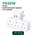 6-in-1 UK Plug Power Strip with 30W USB-C Fast Charging