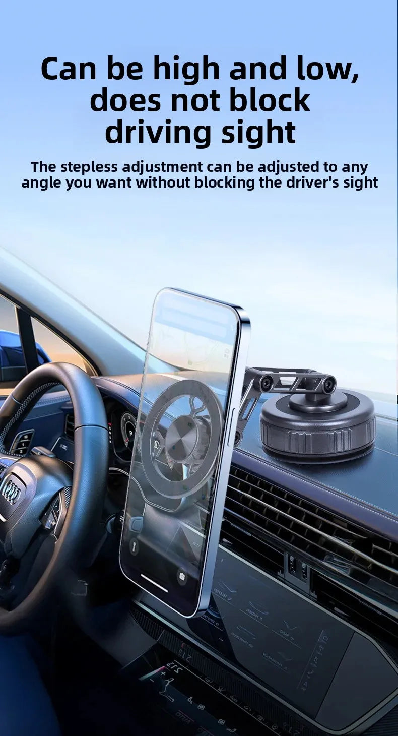 Magnetic Car Phone Holder with Vacuum Sucker and 360 Degree Rotation