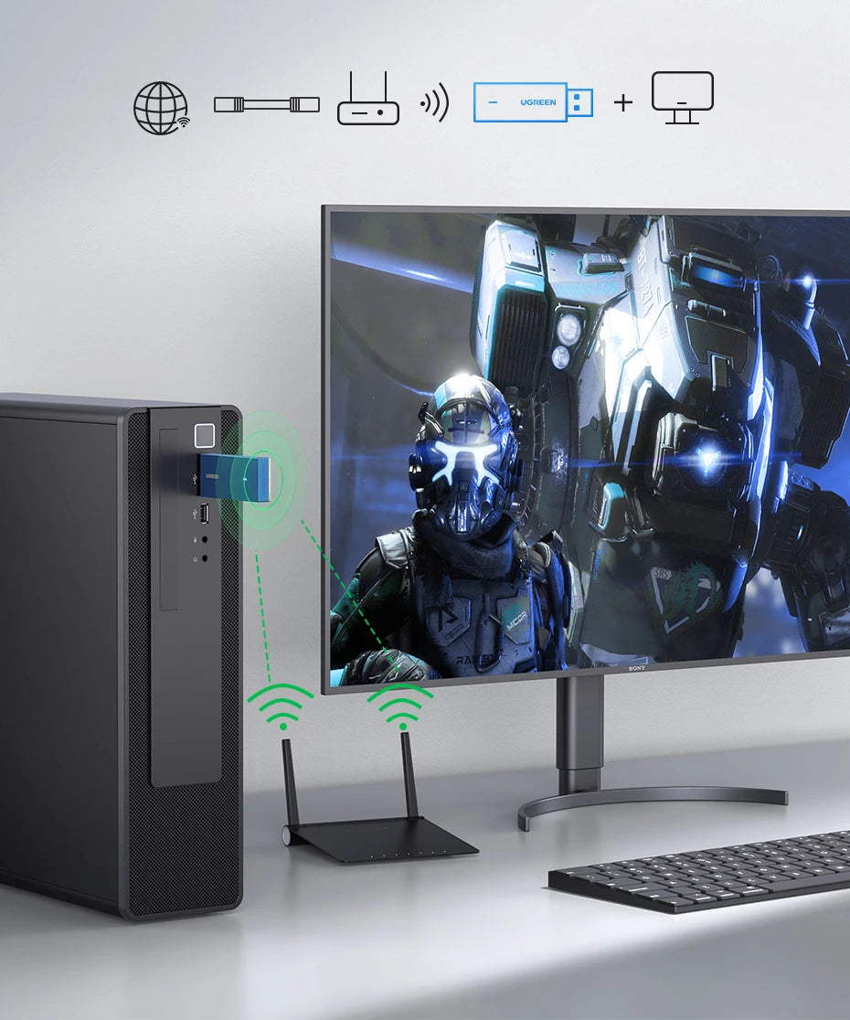 Dual-Band USB WiFi 6 Adapter for Desktop and Laptop - 12