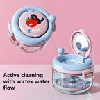 Rotary Denture Cleaning and Storage Container with Drainage Tray