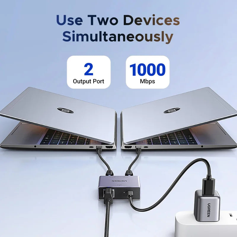 1000Mbps RJ45 Ethernet Splitter 1 to 2 Port Adapter