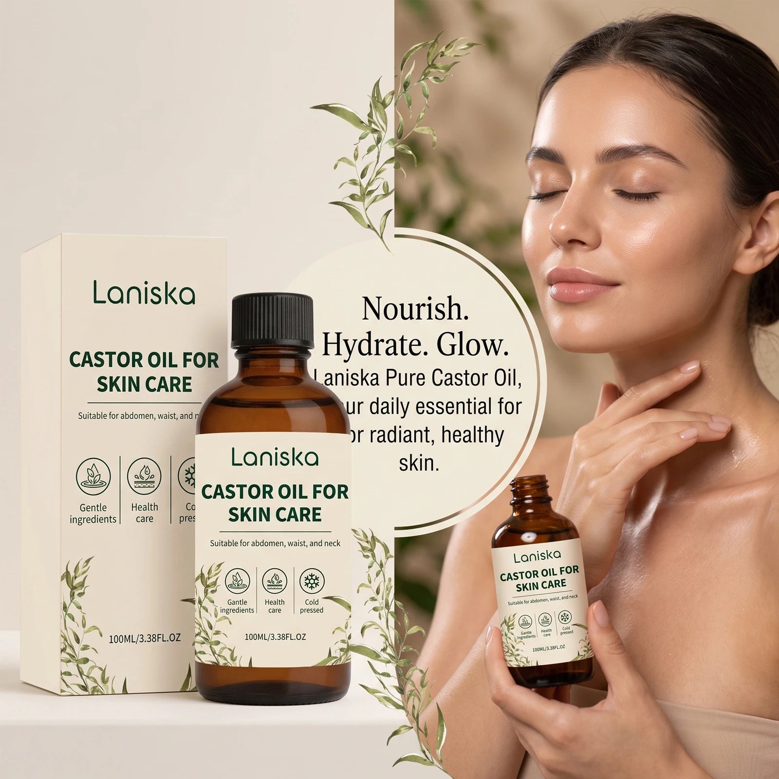 Cold Pressed Castor Oil for Body Skin Hydration and Massage - 2