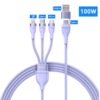 3-in-1 Fast Charging USB Cable with 100W PD Power Delivery