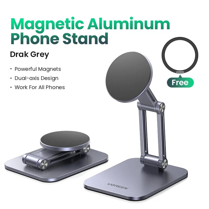 Adjustable Magnetic Aluminum Phone Stand for Desk