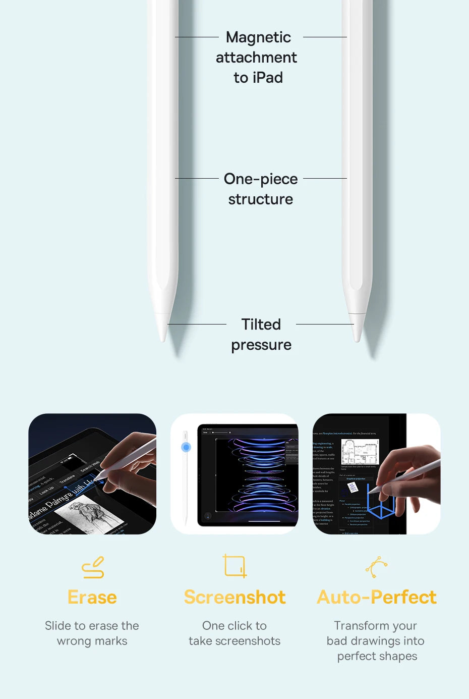 Bluetooth Stylus Pen with Palm Rejection for iPad 2018-2024