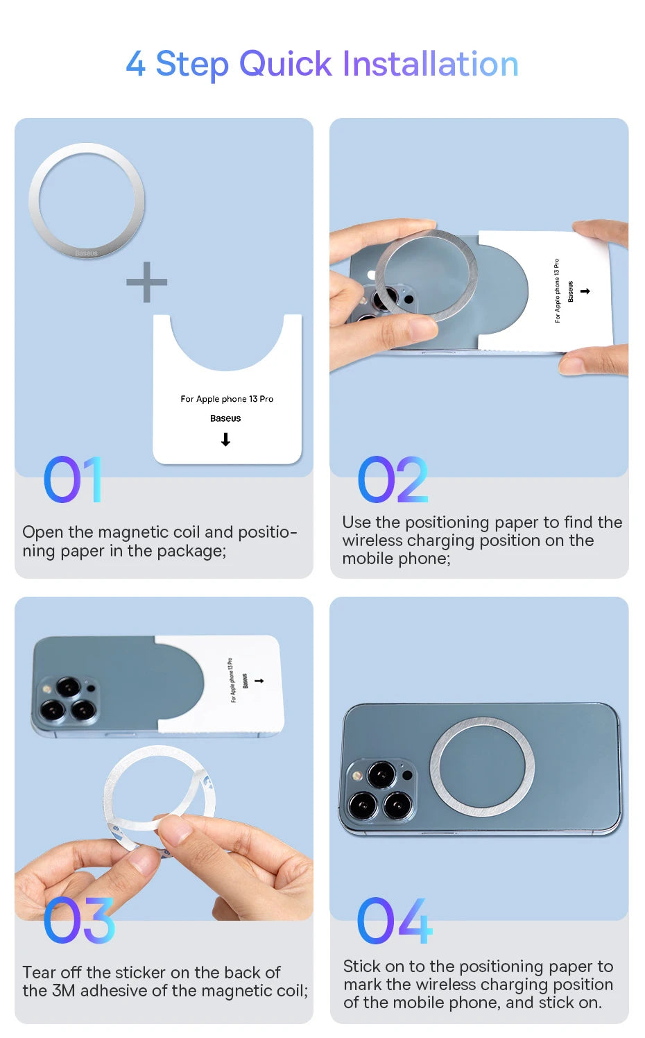 Magnetic Wireless Charging Phone Ring Adapter