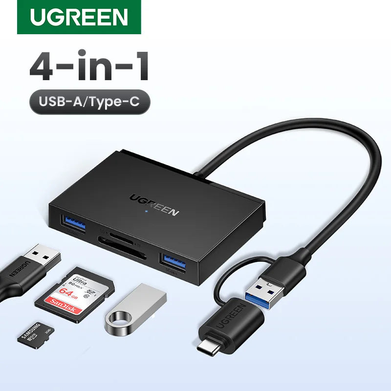 4-in-1 USB-C and USB-A Multi-Memory Card Reader Adapter