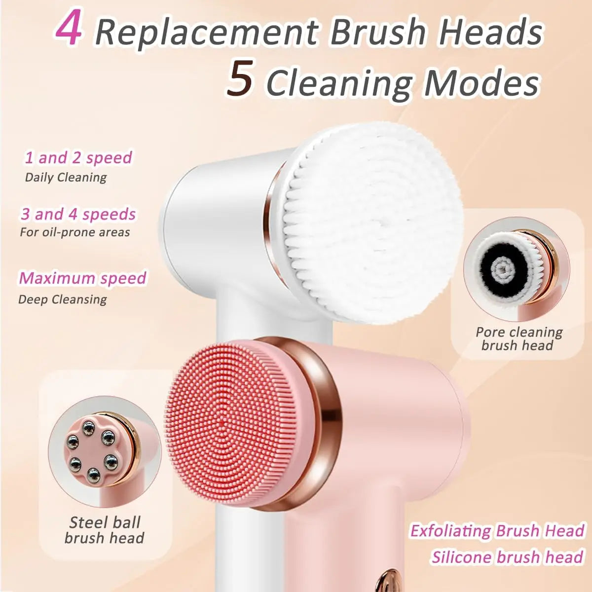 4-in-1 Electric Rotating Facial Cleansing Brush - 4