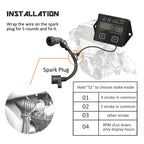 Digital Engine Tachometer and Hour Meter Gauge for Spark Ignition Engines