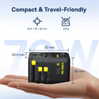 70W GaN Universal Travel Power Adapter with Retractable Cable