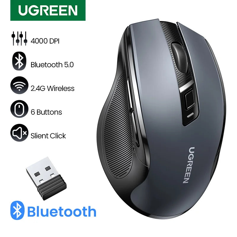 Ergonomic Dual-Mode Bluetooth 5.0 & 2.4G Silent Wireless Mouse