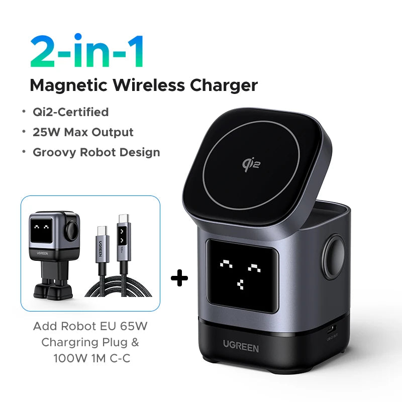 2-in-1 Qi2 15W Magnetic Wireless Charging Stand