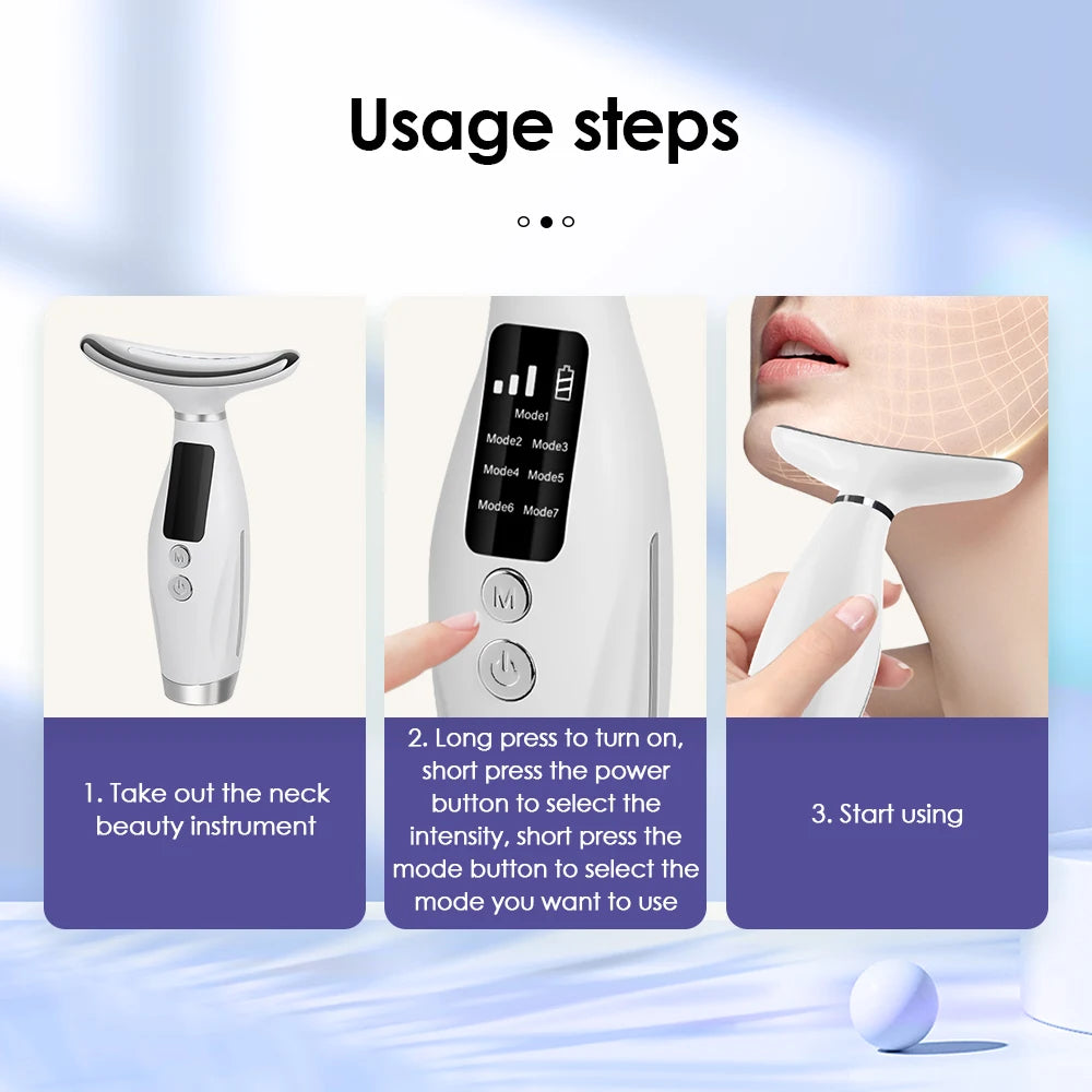 LED Face and Neck Skin Tightening Massage Device