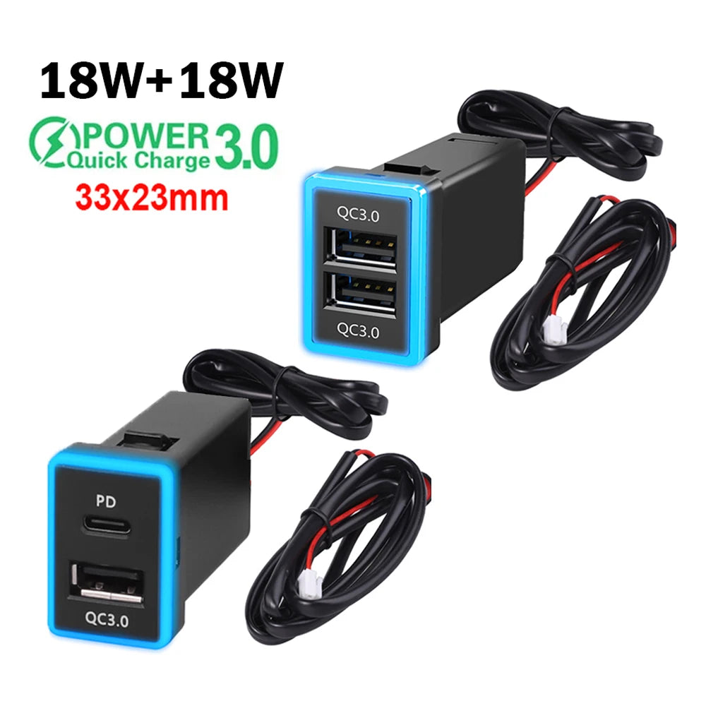 Dual USB PD QC3.0 Fast Car Charger for Toyota 33x23mm - 7