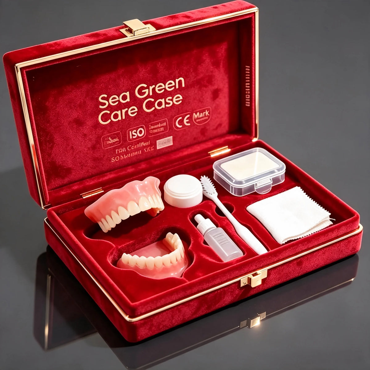 Complete Denture Care Set with Storage Case and Cleaning Tools