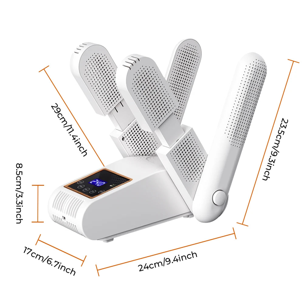 Foldable 4-Tube Electric Shoe and Boot Dryer with UV Sterilization