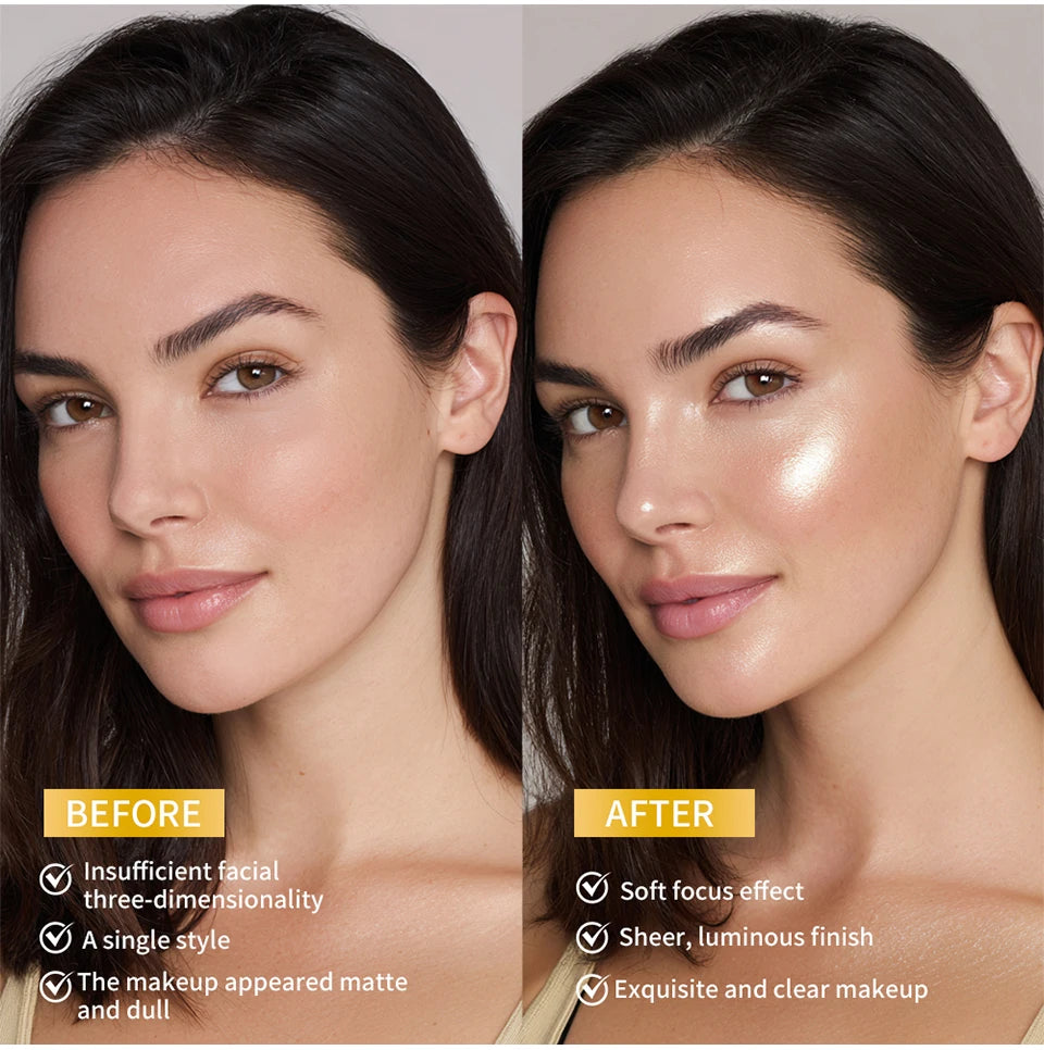 Baked Pearl Shimmer Highlighter Powder for Radiant Glow - 11
