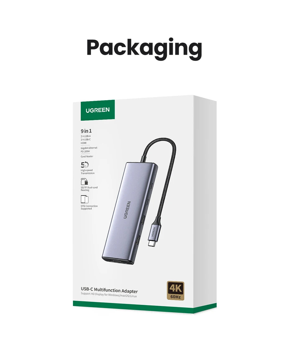 9-in-1 USB-C Docking Station with 4K 60Hz HDMI and 100W PD