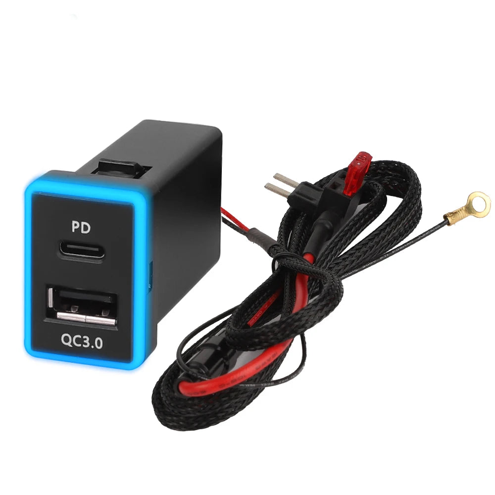 Dual USB PD QC3.0 Fast Car Charger for Toyota 33x23mm