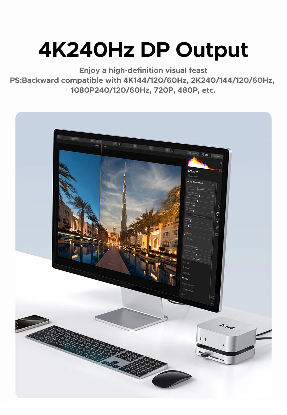 10-in-1 Docking Station for Mac Mini M4 with M.2 NVMe SSD Slot