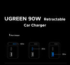 Fast-Charging Retractable USB-C Car Charger with Multiple Ports