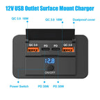 3 or 4 Port USB PD and QC3.0 Fast Charging Socket with LED Display