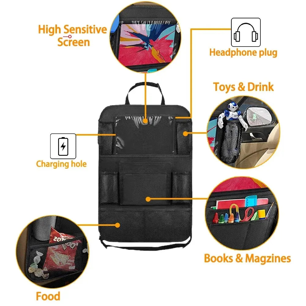 Car Seat Back Organizer with Tablet Holder and Storage Pockets