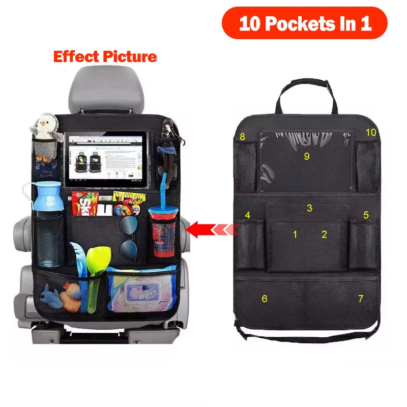 Car Seat Back Organizer with Tablet Holder and Storage Pockets