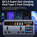 200W 12V/24V to 220V Car Power Inverter with 9 Charging Ports