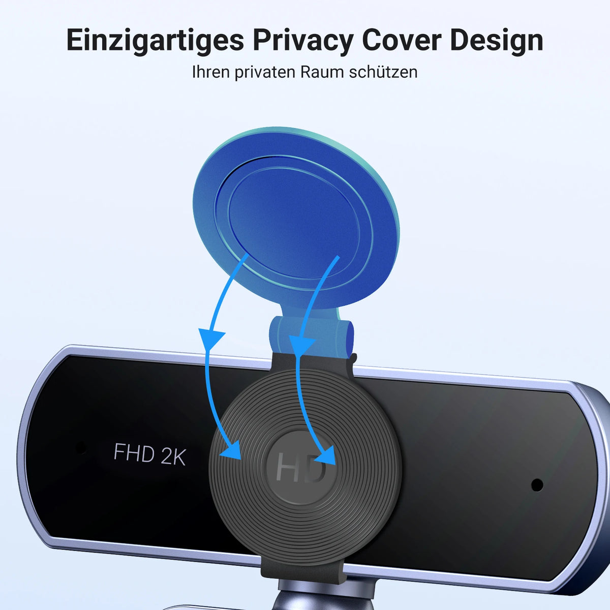 2K HD USB Webcam with Dual Microphones for Streaming and Video Calls