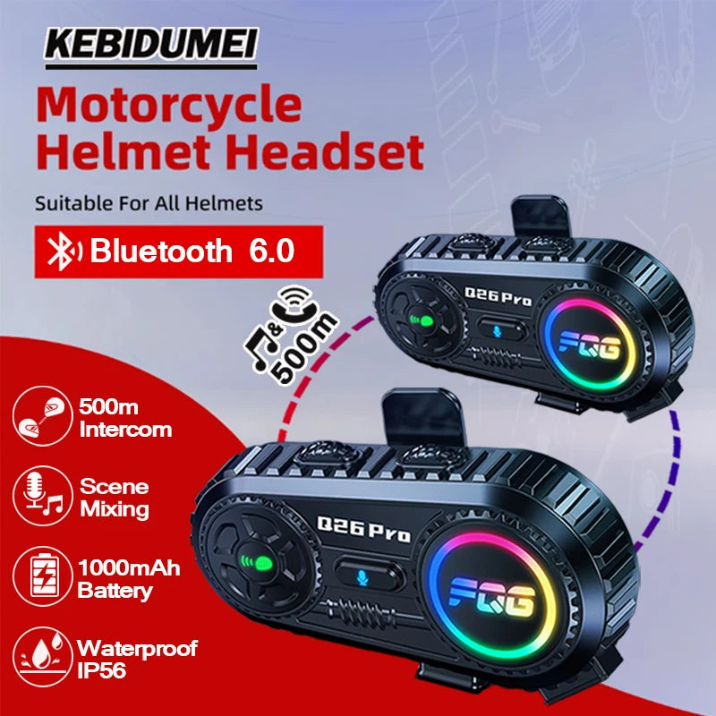 Bluetooth 6.0 Motorcycle Helmet Intercom Headset - 1