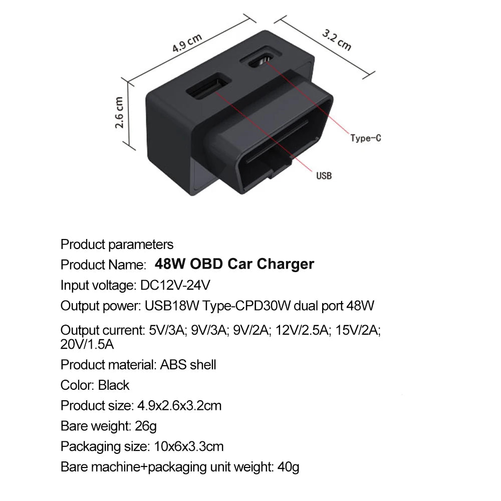 48W OBD Port Fast Charger for Tesla Model 3 Y X S - 18