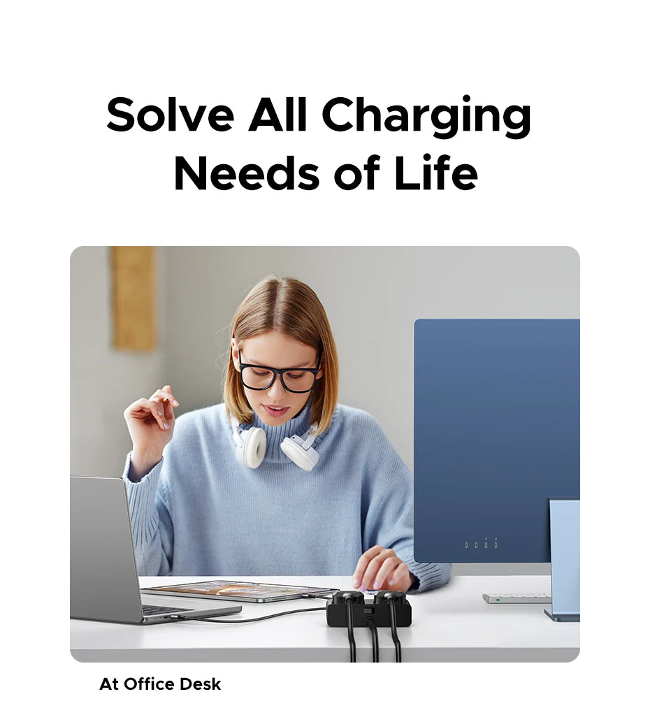 6-in-1 UK Plug Power Strip with 20W USB-C Fast Charging