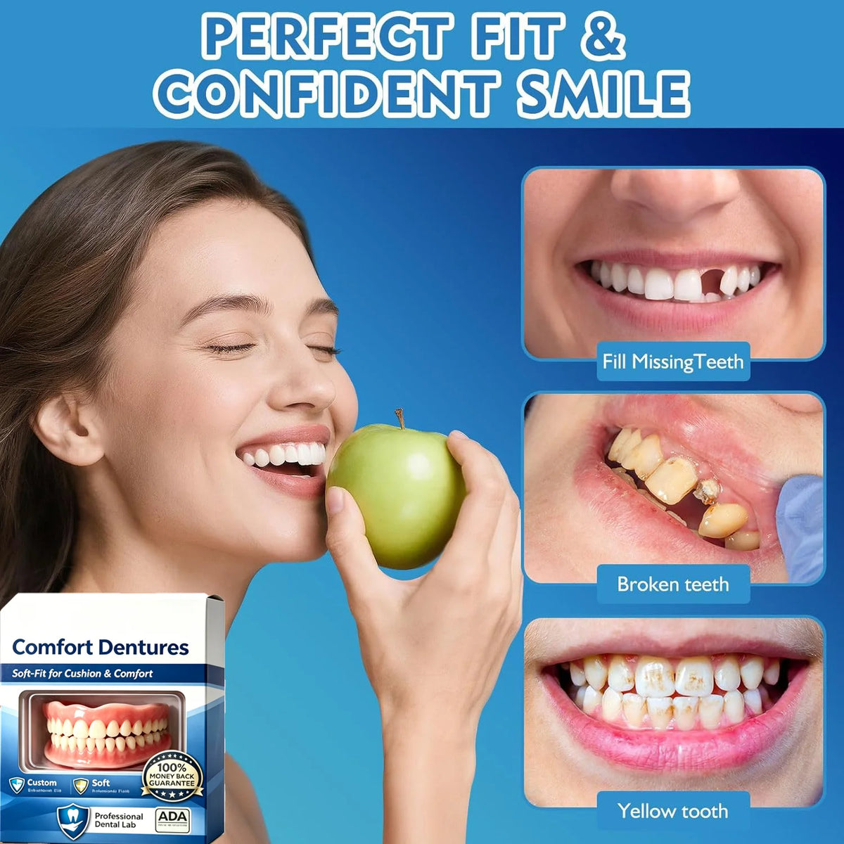 Flexible Silicone Denture Set for Natural Smile
