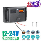 3 or 4 Port USB PD and QC3.0 Fast Charging Socket with LED Display