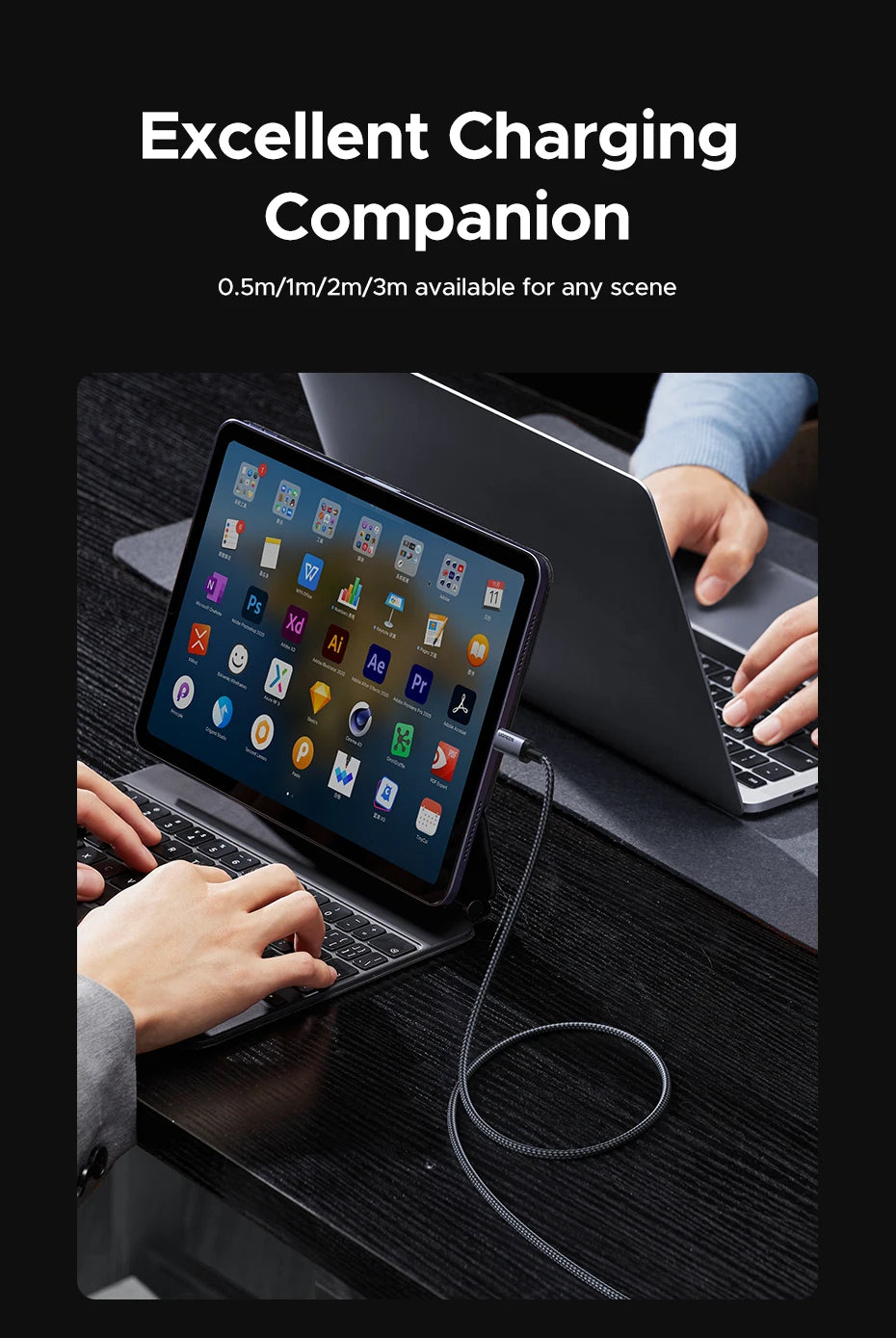 60W USB-C to USB-C Fast Charging and Data Sync Cable - 14