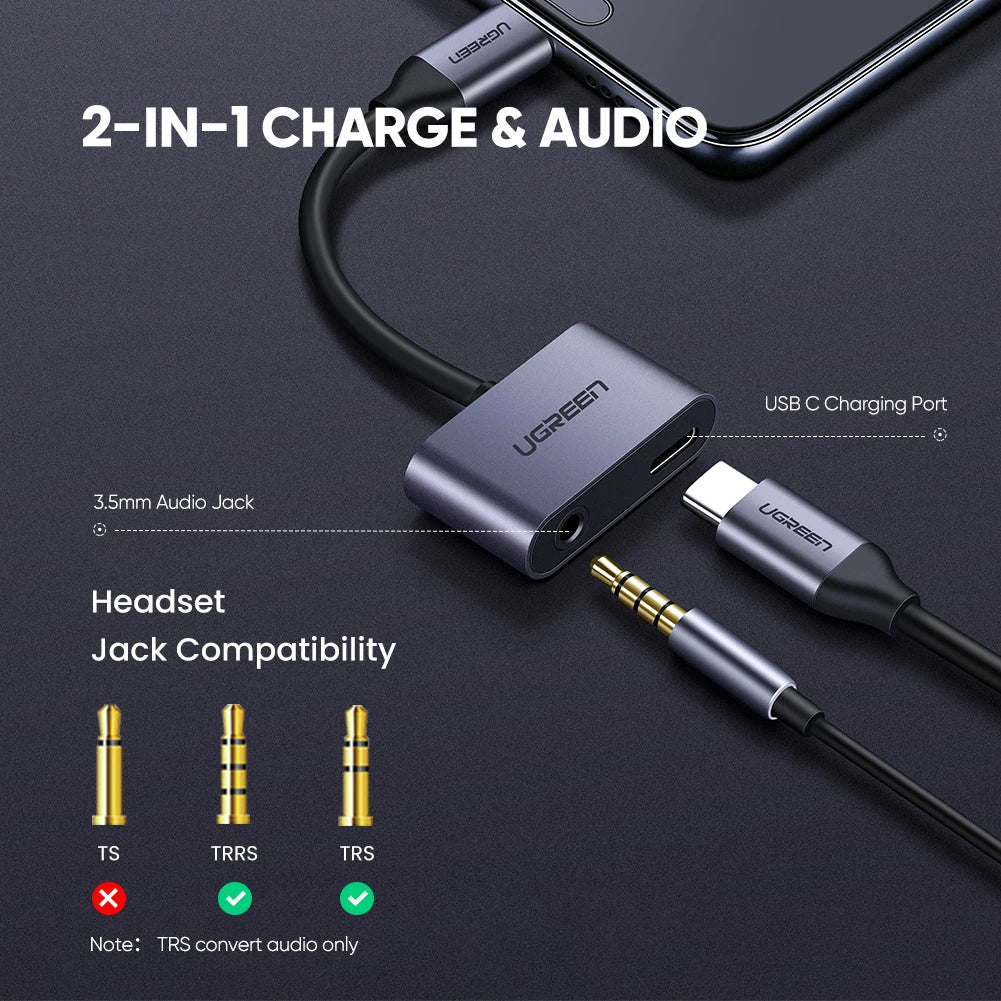 USB-C to 3.5mm Headphone and Charging Adapter