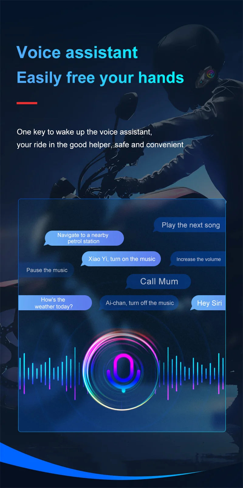 Motorcycle Helmet Bluetooth Intercom Headset 300M Range - 13